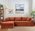 108 Cloud Modular Sectional Couch with Moveable Ottoman Modern Minimalist Upholstered Boneless Couch Deep Seat Corduroy Corner Couches (Orange 108 Left Facing Chaise)