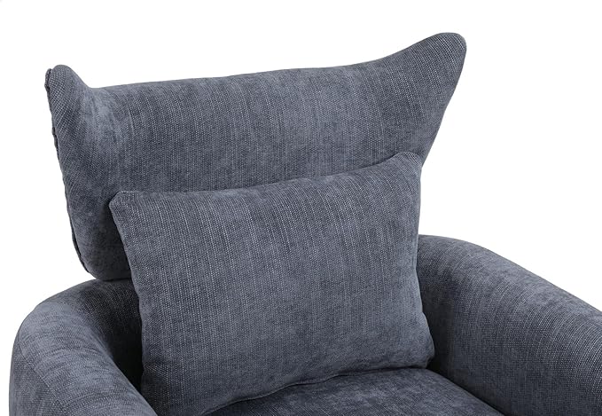 Swivel Accent Chairs for Living Room Mid Century Modern Accent Chair with Arms Comfy Side Chairs for Living Room with Gold Base &amp Lumbar Pillow Upholstered Armchair with Wingback (Dusty Blue)