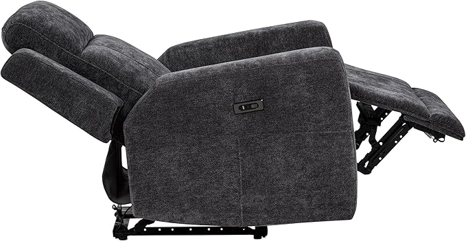 Coaster Home Furnishings - Kennett - Chenille Upholstered Power Recliner Chair with Push-Button Mechanism Built-in Ports Padded Headrest - Living Room - Dark Grey - 610156P