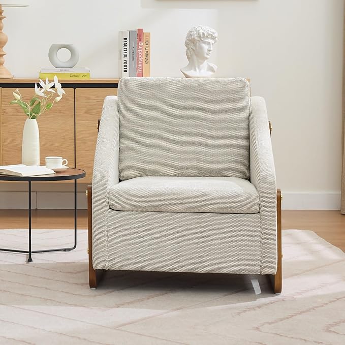 Chenille Accent ChairSingle Sofa Chair with Tilted ArmrestCozy Reading Chair for BedroomLiving Room Chair with Cushioned Backrest and Seat Holds up to 250lbs (Beige)