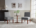 Grey Fabric Accent Chair Set of 2 with Round Wood Table Versatile Side Chair Set for Bedroom Living Room &amp Office