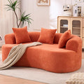 67 Curved Loveseat for Small Spaces Orange Curved Couches for Living room Compression Sofa in a Box with 3 Pillows Small Couch for Bedroom with Wide Armrest &amp Memory Foam No Assembly Required