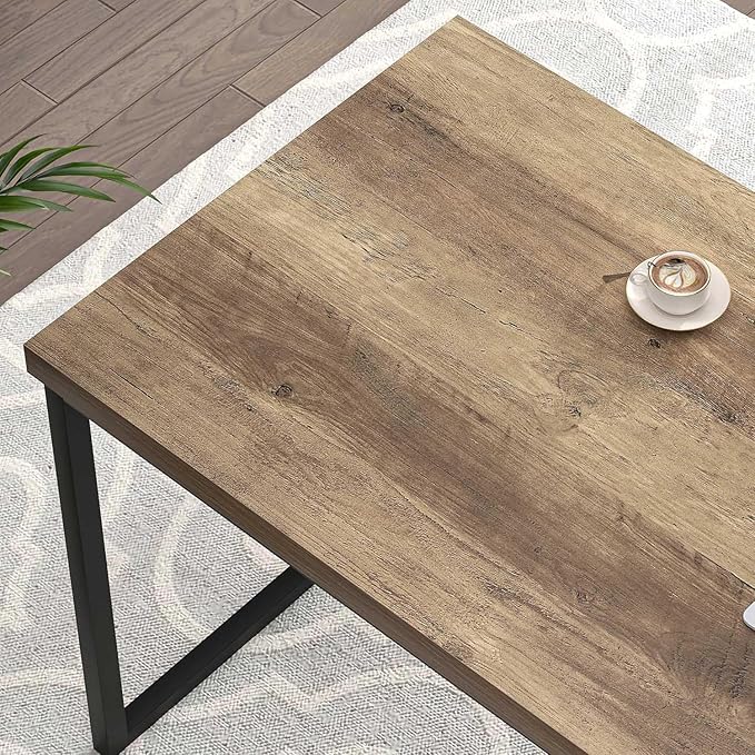 FOLUBAN Industrial Computer Desk Rustic Wood and Metal Writing Desk Vintage PC Table for Home Office Oak 60 inch
