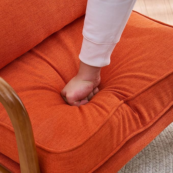 Lestar Single Lounge Chair Modern Accent Sofa Chairs Linen Upholstered Seat with Back Cushion and Pillow for Living Room (Burnt Orange)