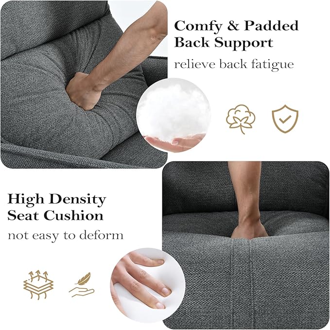 cinkehome Power Swivel Rocker Recliner with USB Overstuffed Electric Reclining Chair Snowflake Fleece Rocker Recliner for Nursery Living Room Bedroom