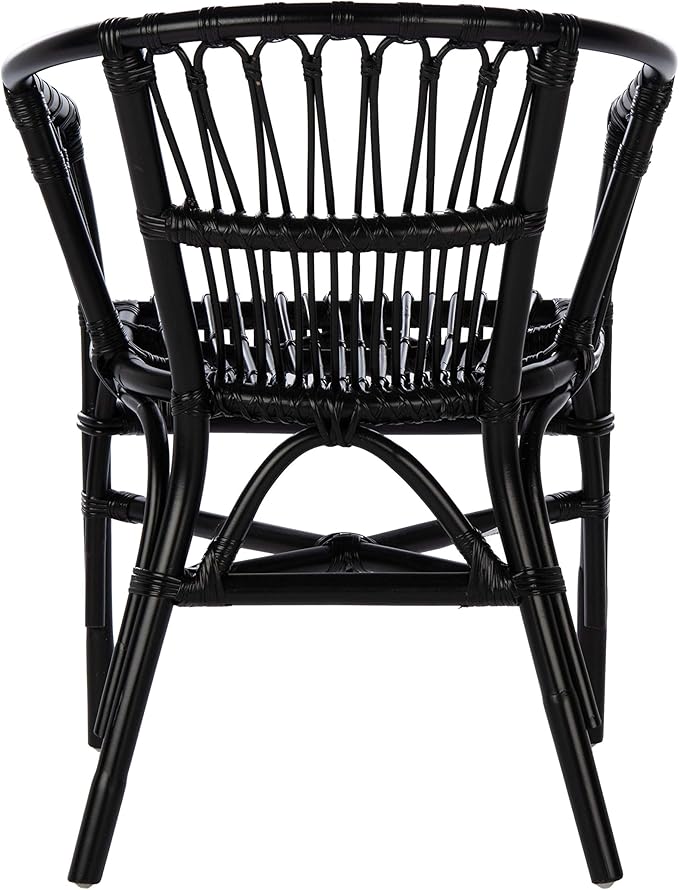 Safavieh Home Adriana Coastal Black Rattan (Set of 2) Accent Chair (ACH6505A-SET2)