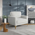 Studio Living® Matthew 39.8 Arm Chair Mid-Century Modern Pocket Coil Comfort Metal Brushed Bronze Legs Chenille Fabric Ivory