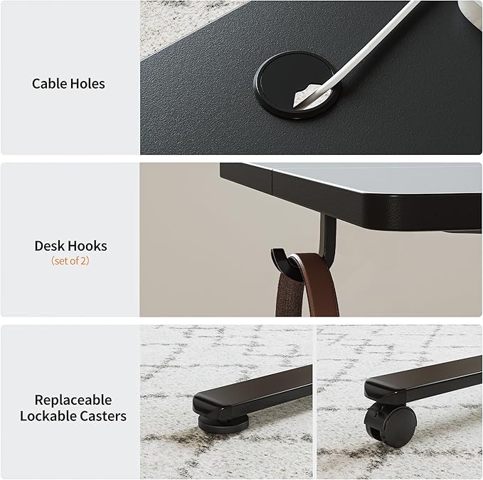 BANTI 63'' Electric Height Adjustable Standing DeskSit Stand up DeskErgonomic Sit-Stand Desk for Home OfficeBlack Top