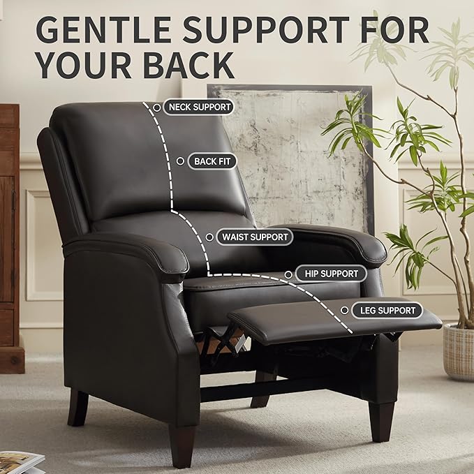 VKNOW Recliner Chair Leather Recliner with Soft Armrest Home Theater Seating with Adjustable Back and Lumbar Support Single Sofa for Adults Lounge Chair for Living Room Bedroom(Chestnut Brown)
