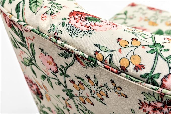 Thia Armless Accent Chair for Living Room Elegant Seat with Nailhead Trim Gold Metal Legs and Comfortable Curved Back 28 D x 25 W x 29.5 H 03 Floral Print