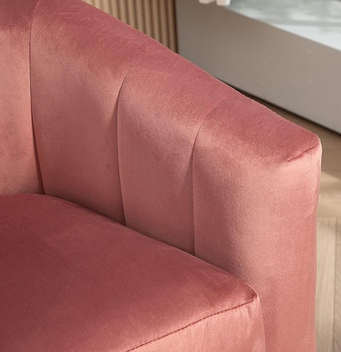 Velvet Modern Accent Armchair - Luxury Gold Frame | Versatile Seating for Living Room Bedroom Office Rose
