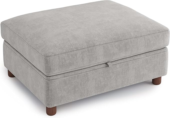 SITJOY Oversized Sectional Couches for Living Room Extra Large Deep Seat Couch with Washable Covers Chenille in Light Gray Storage Ottoman Sectional
