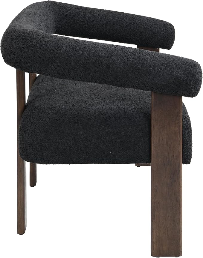GDFStudio 53.25 Loveseat Sofa with Round Boucle Rrmrest Lightweight Upholstered Small Couch with Rubber Wood Frame Modern Couch with Deep Seat for for Living Room Bedroom Black