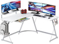 SHW 51 x 51 Inches Vista L-Shaped Desk with Monitor Stand and Drawer White