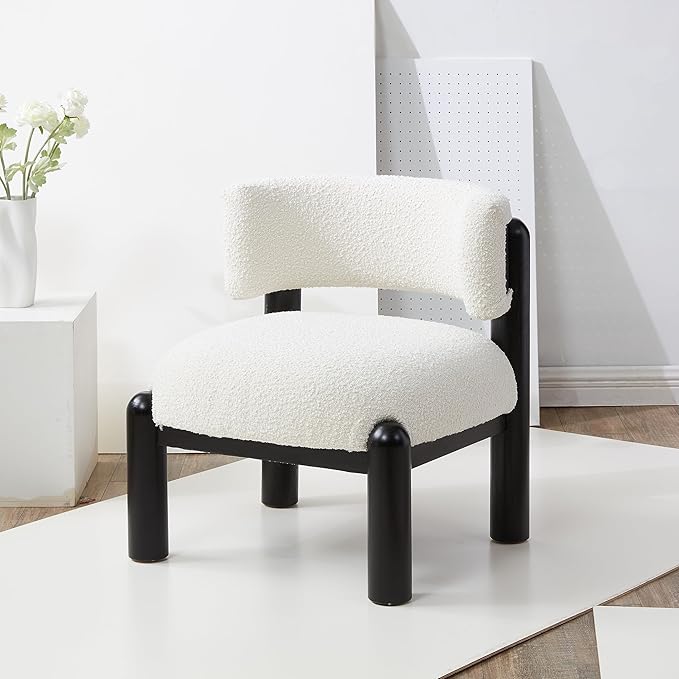 SAFAVIEH Couture Collection Rosabryna Modern Scandinavian Ivory/Black Boucle Accent Chair (Fully Assembled)