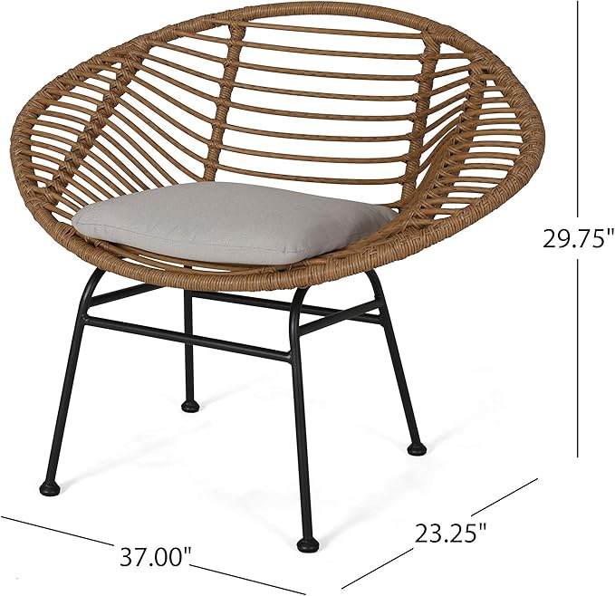 Christopher Knight Home Aleah Indoor Woven Faux Rattan Chairs with Cushions (Set of 2) Light Brown and Beige Finish