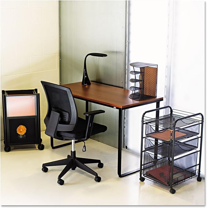 Safco 1943CYBL Simple Design Table Desk with Sled Base Cherry and Black