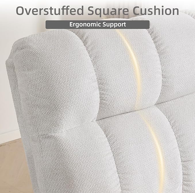 Oversized Rocker Recliner Chair Overstuffed Extra Wide Manual Rocking Recliner Adults Chair for Big Man Reclining Sofa Chairs for Living Room Beige