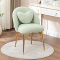 Vanity ChairAccent Makeup Comfy Cute Desk Girls Fluffy Chairs for Bedroom No Wheels Gold Metal Legs Stool (Teddy Green)