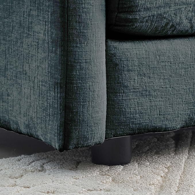 Deep Seat Cloud Loveseat Sofa Sectional Couch with Movable Ottoman 2 Seater Oversized L Shaped Corner Sofa Couches Comfy Chenille Love Seat for Living Room Bedroom Apartment Office