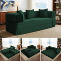 5-in-1 Folding Convertible Sofa Bed 78 Inch Corduroy Boneless Couch Loveseat Sleeper with Pull Out Bed Floor Sofa Modular Futon Couch for Living Room Small Place No Assembly Deep Green