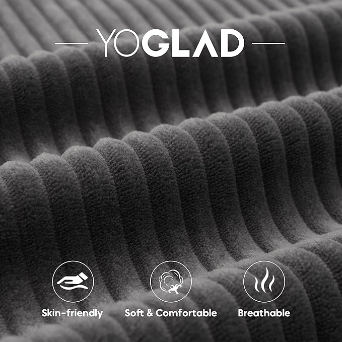 Yoglad Oversized Round Swivel Accent Chair with Ottoman &amp Wooden Armrest Tray – 360° Rotation and Stylish Modern Corduroy Fabric Perfect for Living Room/Apartment/Studio(Gray)