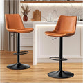 Vintage Bar Stool Height Adjustable Crazy Horse Leather Bar Chair X-Large Base and Seat Bar Stools Ergonomic Bistro Stool with Footrest for Kitchen Dining Bistro Pubx Set of 2 Whisky Brown