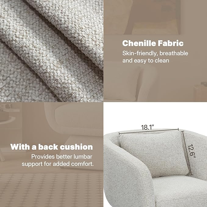 Modern 360° Swivel Accent Chairs 2-Pack Barrel Lounge Chairs with Armrests Curved Back and Soft Cushioned Seat Oatmeal