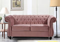 Feinstein Modern Velvet Chesterfield Couches for Living Room with Nailheads Diamond Tufting &amp Durable Metal Frame Loveseat Natural Pink