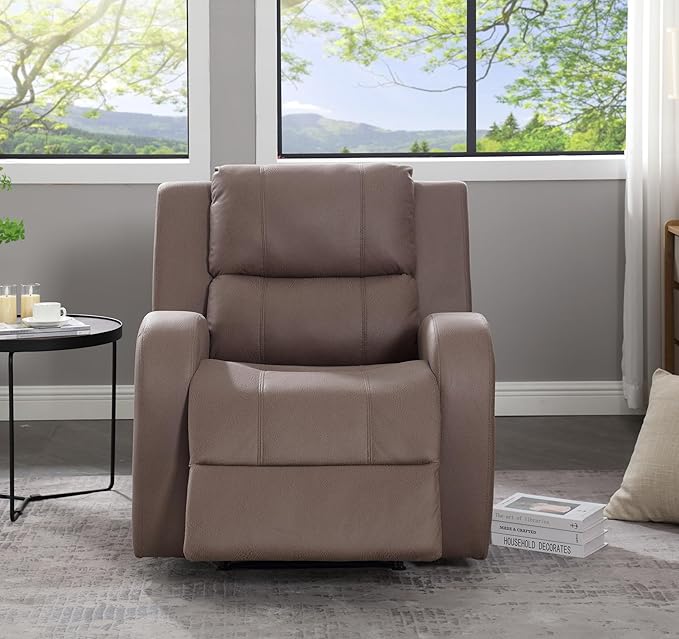 Modern Faux Leather Manual Recliner Chair for Living Room Study or Bedroom - Compact &amp Comfortable