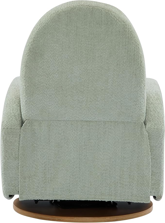 Christopher Knight Home Sidney Boucle Fabric Upholstered 360° Swivel Chair Push-Back Recliner Solid Wood Glider Recliner with Rotation Living Room Lounge Chair Adjustable Backrest Greyish Green