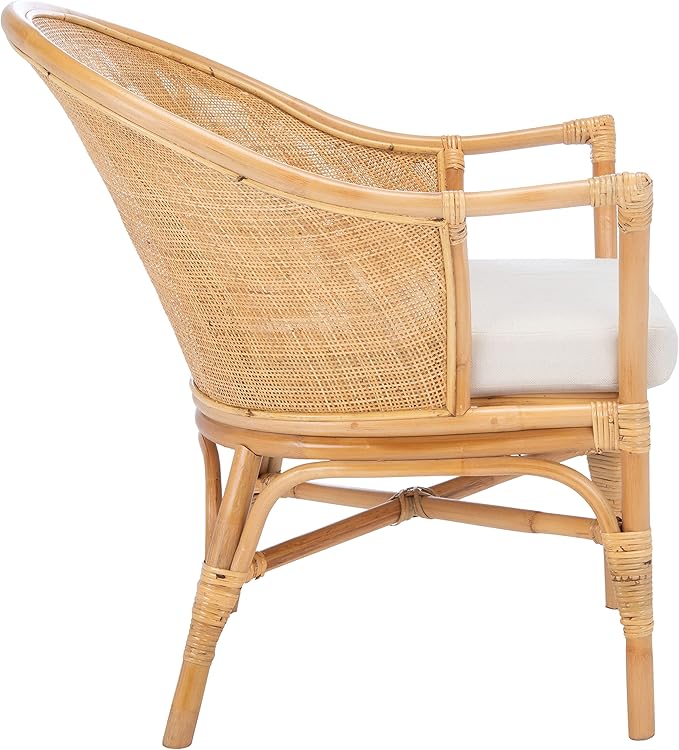 Safavieh Home Collection Dustin Rattan Cushion Accent Chair Natural/White