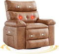 GarveeHome Swivel Massage Chair Electric Rocking Recliner Chair with Vibration and Heating Overstuffed Faux Leather Single Sofa Chair W/USB Power Glider Chairs for Living Room