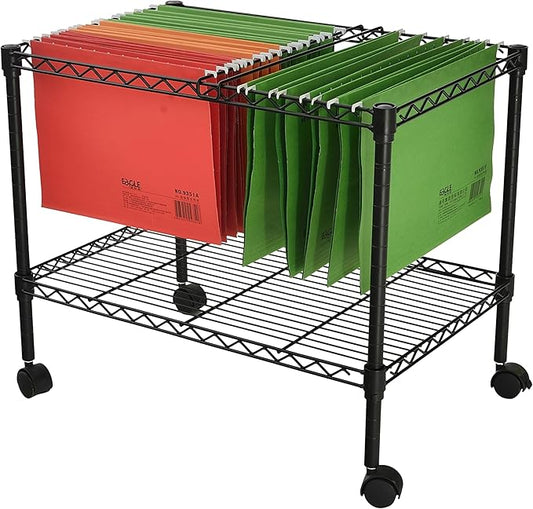Finnhomy Premium 1-Tier Metal Rolling File Cart for Letter Size and Legal Size Folder Black