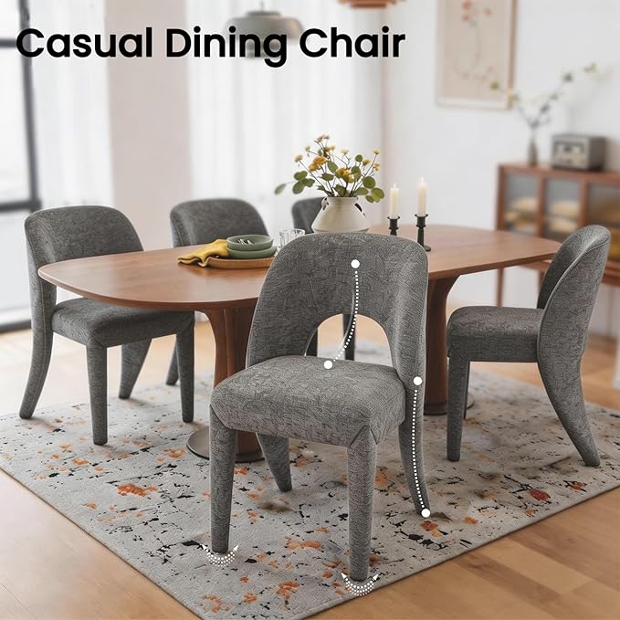 Dining Chairs Set of 2 Upholstered Kitchen Chairs with Soft Backrest Living Room Chairs for Home KitchenGray