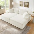 89.3” Oversized Double Chaise Lounge Indoor Beige Corduroy Chaise Lounge Chair Upholstered Sleeper Sofa Bed Deep Seat Sleeper Loveseat Reading Chairs Boneless Cloud Couch for Living Room Bedroom