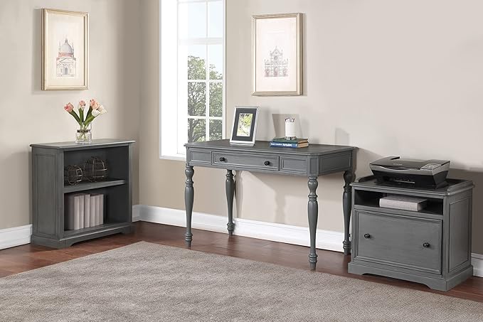 OSP Home Furnishings Country Meadows 48 Inch Writing Desk with Drawer Plantation Grey