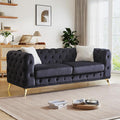 Mid Century Modern Couch82W Luxury Upholstered Velvet Oversized Loveseat Couch with Button Tufted &amp Gold Legs Deep Seat Comfy Chesterfield Sofa for Living Room Bedroom Office(3 Seater Black)
