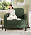 Sofa Reading Chair33 Accent Chair for Bedroom Tool-Free Setup Living Room Accent Chairs Comfy Arm Chairs Living Room All-Wood Reading Nook Green