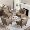 HUIMO Accent Chair Upholstered Button Tufted Armchair Linen Fabric Sofa Chairs for Bedroom Living Room Mid-Century Modern Comfy Reading Chair (4 Brown)