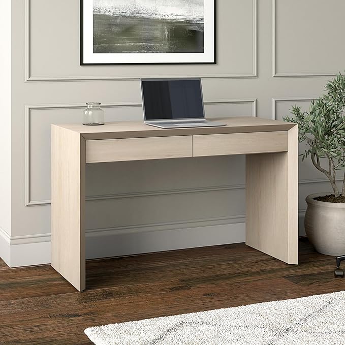 Henn&ampHart 48 Modern Rectangular Wooden Home Office Desk Computer Desk Writing Table with 2 Storage Drawers for Home Office Beech White