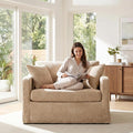 Aoiy &amp Wifon 43.9'' W Oversized Accent Chair Upholstered Mid-Century Reading Chair Comfy Oversized Armchair for Living Room &amp Bedroom Chenille Beige