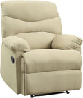 Beige Microfiber Recliner Chair with Pillow Top Armrests - Comfortable &amp Stylish Relaxing Chair for Living Room