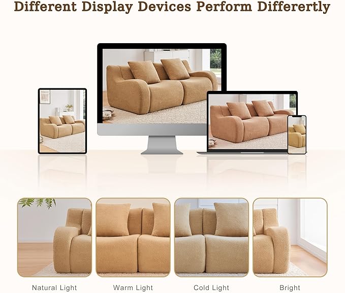 148 Modular Boneless Sectional Sofa Boneless Couch for Living Room and Apartments 32D High Density Sponge No Assembly Required (4 Seater) Camel