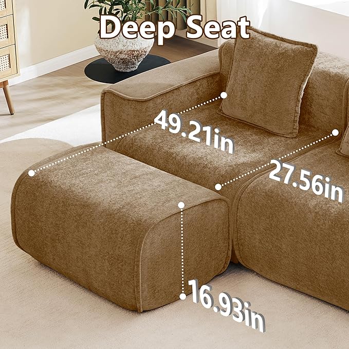 KEIKI 3Seat Modular Boneless Velvet Sofa Couch for Rustic Home Small Space Style Conscious Rustic Homeowners Warm Inviting Comfy Supportive Rest Space Elegant Premium Premium Design