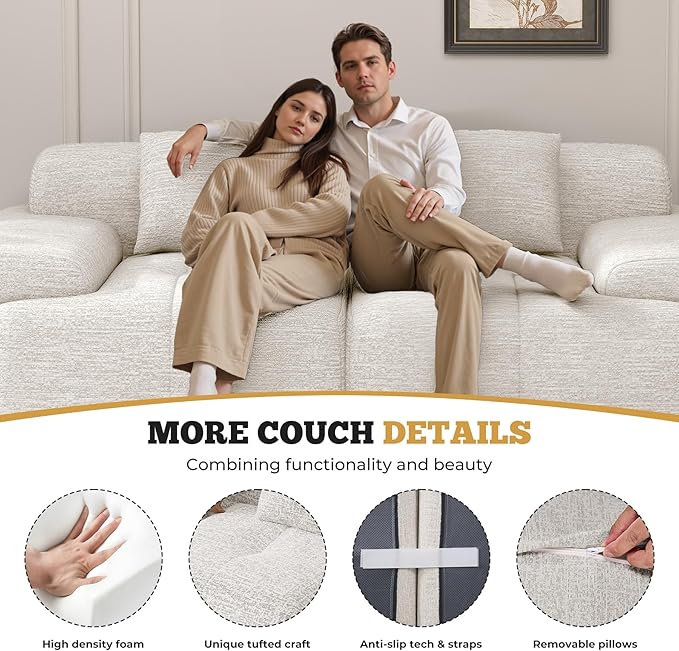 85 Cloud Loveseat Sofa in a Box Modern Small Couch No Assembly Required Comfy Deep Seat Boneless Couches for Living Room Bedroom Apartment Beige 1 PCS