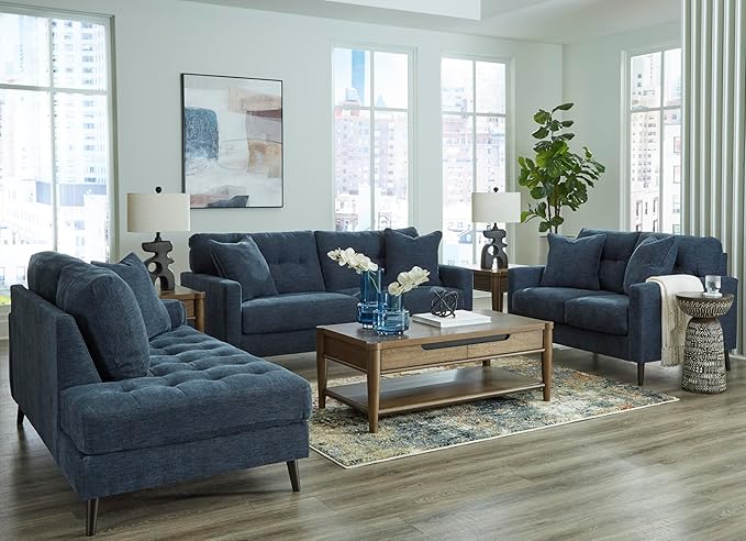 Signature Design by Ashley Bixler Classic Tufted Loveseat with Removable Cushions Blue
