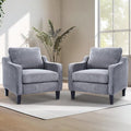 FLEXISPOT AC2 Accent Chair Accent Chairs Set of 2 for Living Room Mid Century Modern Chenille Upholstered Armchair with Padded Back Comfy Reading Chair for Bedroom Office Small SpacesGrey