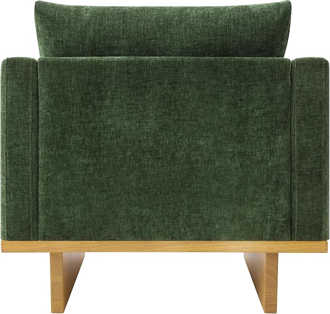 Christopher Knight Home Modern Minimalist Accent Chair with Solid Wood Frame Soft Cushions Spacious Seat Living Room Bedroom Reading Chair Green