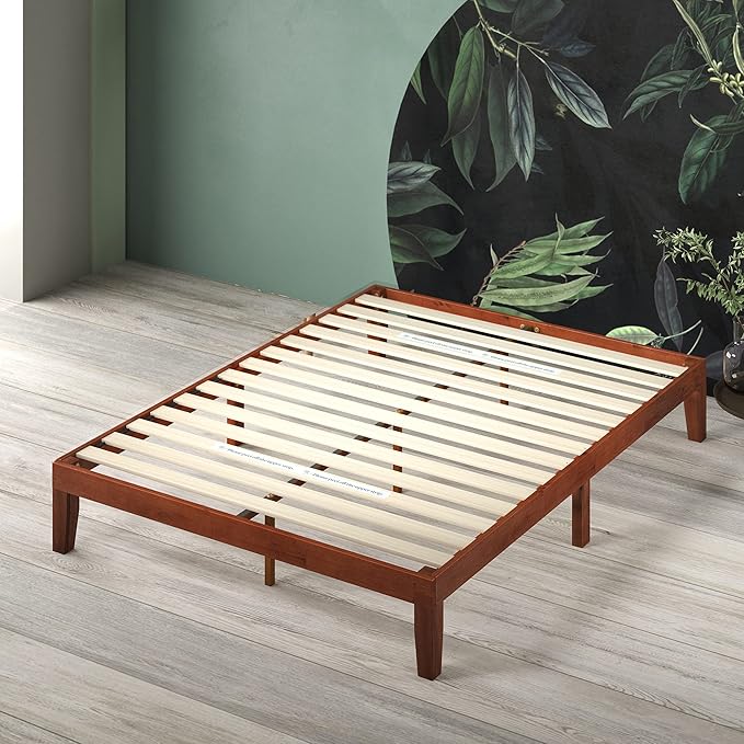 Zinus Wen Wood Platform Bed Frame/Solid Wood Foundation/Wood Slat Support/No Box Spring Needed/Easy Assembly Queen
